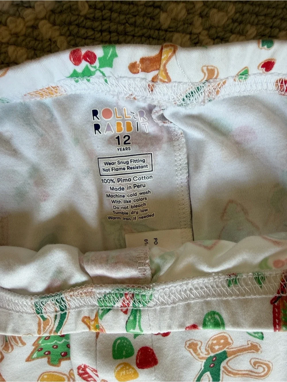 Roller Rabbit Kids Gingerbread Party Pajama Set Christmas Holiday 12